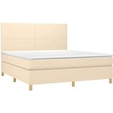 vidaXL Krevet box spring s madracem LED krem 160x200 cm od tkanine | shoptok.hr