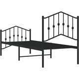 Metalni okvir kreveta s uzglavljem i podnožjem crni 75 x 190 cm | Eponuda.com