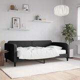  The Living Store Dnevna postelja z vzmetnico črna 100x200 cm blago - Dnevna Postelja Z Vzmetnico, (21440272) Cene