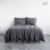 Linen Tales Temno siva lanena posteljnina za zakonsko posteljo 200x200 cm – Linen Tales Cene