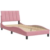 Posteljni okvir z vzglavjem roza 90x190 cm žamet, (21081634) | Shoptok.si