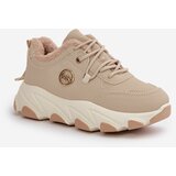 Boto Warm Women's Sports Shoes Lace-up On Platform Beige Bialoa | shoptok.hr