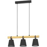 Eglo viseća lampa BOYLE 3xE27 78 cm crna drvo koža 43636 Cene