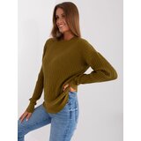 Fashion Hunters Olive Green Women's Classic Viscose Sweater Cene
