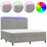 Maison Chic Box spring postelja - Vzmetna postelja z vzmetnico LED svetlo siva 180x200cm žamet SL9475, (21903544) | Shoptok.si