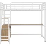 Lumor Postelja na dvignjenem nivoju 90x200 cm - Pisalna miza v kotu s predali - MDF in kovina - Bela, (22156257) Cene