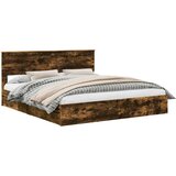  Postelja s shranjevanjem z vzglavjem Dimljeni oreh 180 x 200 cm, (5000106026) | Shoptok.si