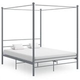  Posteljni okvir z ogrodjem za baldahin siv kovinski 160x200 cm, (20645133) | Shoptok.si
