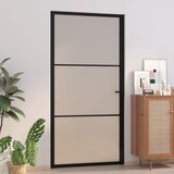 vidaXL Notranja vrata 102,5x201,5 cm črno mat steklo in aluminij Cene