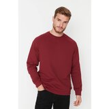 Trendyol Claret Red Men's Basic Regular Fit Crew Neck Raglan Sleeve Sweatshirt Cene