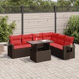 vidaXL 7-dijelni set vrtnih sofa poliratan i bagrem s jastucima sivi | shoptok.hr