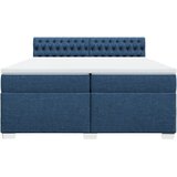  Krevet s oprugama i madracem plavi 200 x 200 cm od tkanine | shoptok.hr
