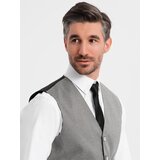 Ombre Men's jacquard casual vest without lapels - gray | Shoptok.si