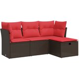  4-dijelni set vrtnih sofa od poliratana s jastucima smeđi | shoptok.hr