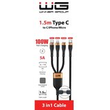 Winner Group - USB kabl 3u1 USB-C / Lightning, USB-C i Micro USB, 100 W, 1,5 m, crna | Eponuda.com