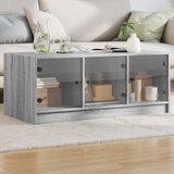Furnova Klubska mizica s steklenimi vrati siva sonoma 102x50x42 cm, (21913330) | Shoptok.si