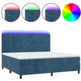  Box spring postelja z vzmetnico LED temno modra 200x200cm žamet | Shoptok.si