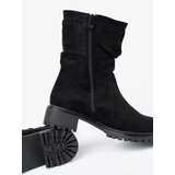 Shelvt Black ankle boots with ruffled upper and zipper | Shoptok.si