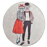 Conceptum Hypnose best couple multicolor okrugli tepih sa printom 100 cm (882CHL1142)