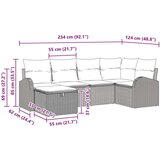  6-delni vrtni kavč z blazinami bež poly rattan | Shoptok.si