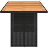 vidaXL Vrtna miza z leseno akacijevo ploščo črna 190x80x75 cm PE ratan | Shoptok.si