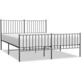 The Living Store Kovinski posteljni okvir z vzglavjem in vznožjem črn 150x200 cm - Posteljni Okvir, (21524003) | Shoptok.si