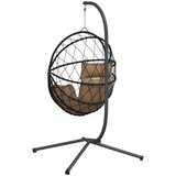 vidaXL Viseči stol jajček s stojalom taupe ratan in jeklo | Shoptok.si