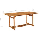 vidaXL Vrtni blagovaonski stol 180 x 90 x 75 cm masivno bagremovo drvo | shoptok.hr