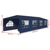  Vrtni šotor 3x12 m moder, (20611046) | Shoptok.si
