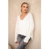 Kesi Włoski V-neck sweater ecru | shoptok.hr