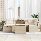  Sjedeća garnitura za vrt 7 kom. Bež poliratan 232 x 122 x 85 cm | shoptok.hr