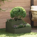  Vrtna saksija Maslinasto zelena 60 x 60 x 50 cm Čelična vrata | shoptok.hr