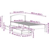 vidaXL Okvir kreveta bez madraca 90 x 200 cm od masivne borovine | shoptok.hr