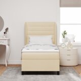 Box Spring Krevet s Madracem Krem 90x200 cm Tkanina | shoptok.hr