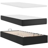 vidaXL Otomanski posteljni okvir z vzmetnicami črn 160x200cm um. usnje | Shoptok.si