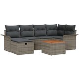 vidaXL set sofe za vrt od 7 dijelova s jastucima u sivoj boji od poliratana, 2-sjedalna sofa za vrt s pohranjivanjem i jastucima u sivoj boji od poliratana | shoptok.hr