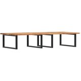  Zidna polica za umivaonik od čelika i masivnog bagremovog drva Smeđa 120 x 60 x 2 cm | shoptok.hr