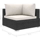  8-dijelna vrtna garnitura od poliratana s jastucima crna - Crno-bijelo 8 | shoptok.hr