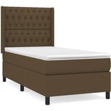 vidaXL Box spring postelja z vzmetnico temno rjava 90x200 cm blago, (20896231) Cene