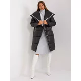 Fashion Hunters Black Long Winter Jacket With Pockets