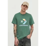 Converse Bombažna kratka majica moški, zelena barva