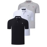 Dewberry TRIPLE SET T8561 MENS T-SHIRT-BLACK-WHITE-GREY Cene