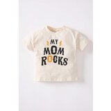 Defacto Baby Boy Slogan Printed Combed Cotton Short Sleeved T-Shirt Cene