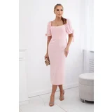 Kesi Women's dress gathered at the back with tie-up sleeves - light pink