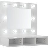 vidaXL omarica z ogledalom in led lučmi visok sijaj bela 60x31,5x62 cm, (20601080) Cene