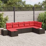  Vrtna sedežna garnitura z blazino 7 pcs Rjava Poly ratan, (5000063448) | Shoptok.si