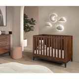 Vipack Otroška posteljica v orehovem dekorju z nastavljivo višino 60x120 cm v temni naravni barvi Ilyas – | Shoptok.si