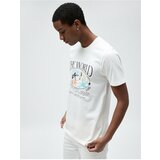Koton Slogan Printed T-Shirt Floral Detailed Slim Fit Crew Neck Cotton Cene