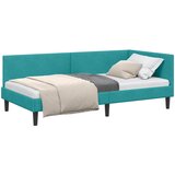  Kutni okvir kreveta s uzglavljem Tirkizna 90 cm x 190 cm Baršun | shoptok.hr
