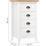  Komoda Hill bijela 46 x 35 x 80 cm od masivne borovine | shoptok.hr